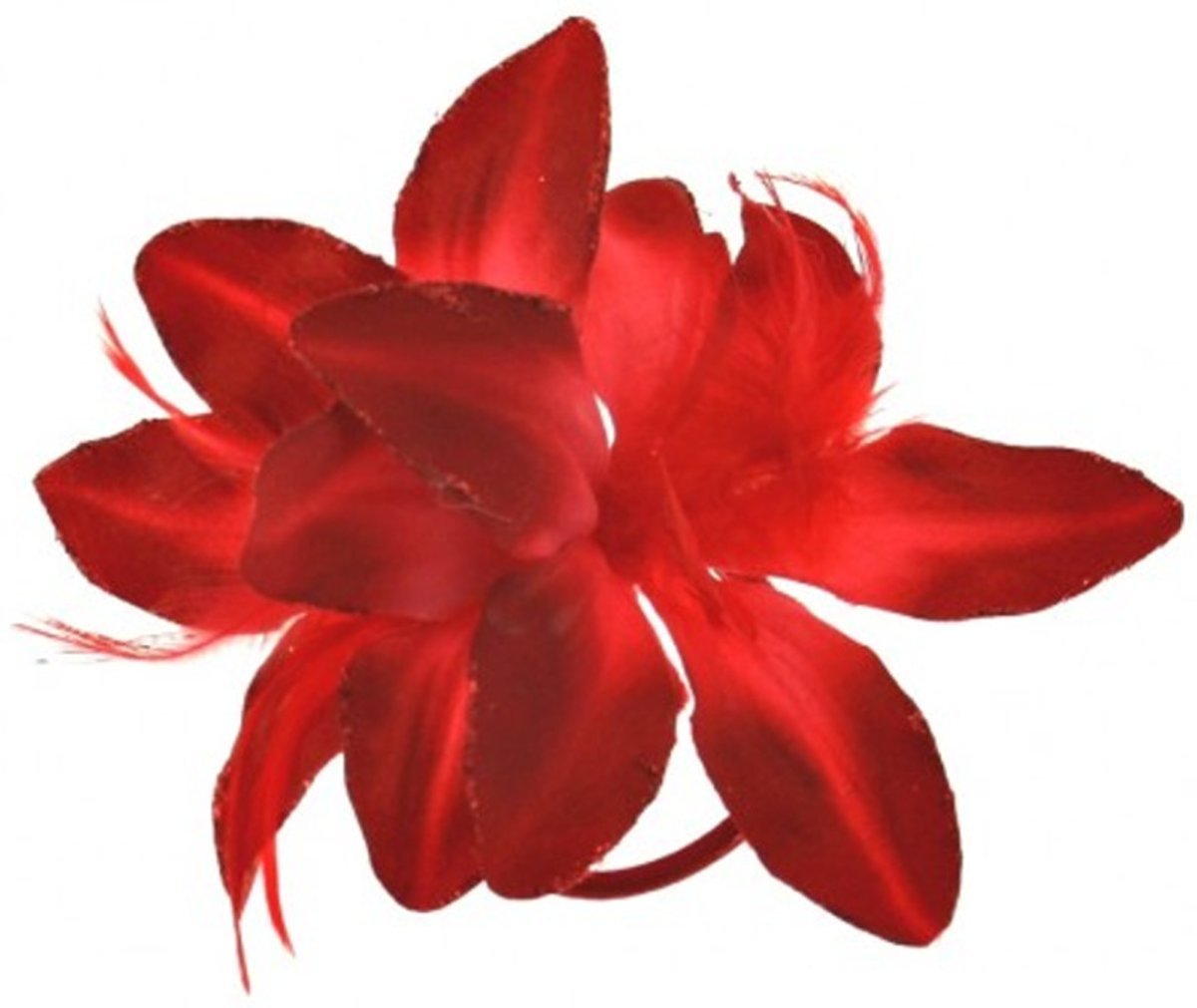 Dubbele lelie bloem met glitters haaraccessoire rood - Zacs Alter Ego